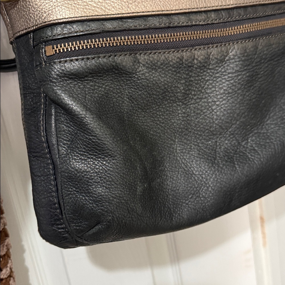 Fossil Brown Gold Black Colorblock Leather Crossbody - Picture 9 of 11